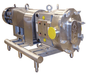 Ampco ZP Series Clean-In-Place Piston Pump on PD Tubular Steel Stand
